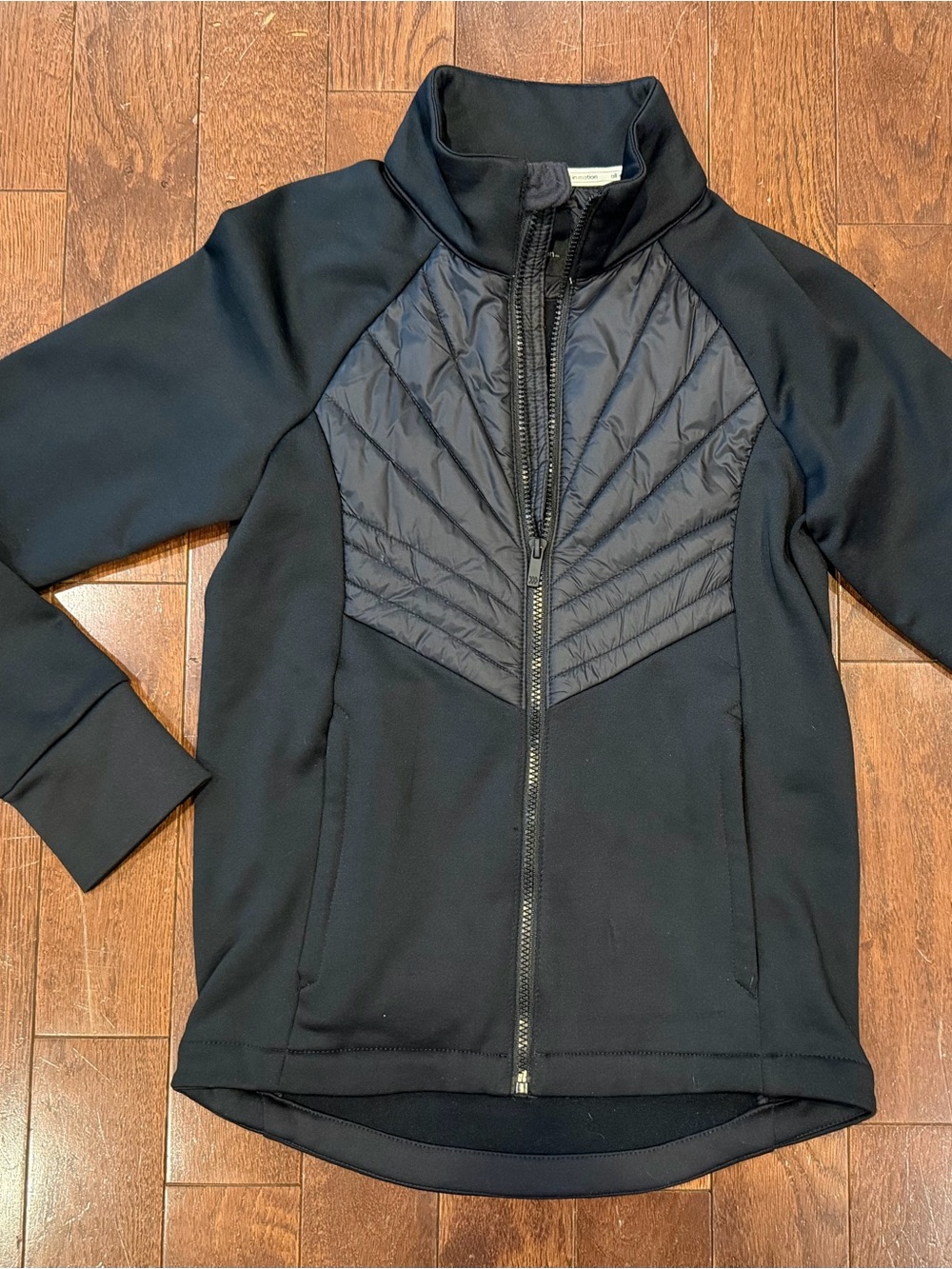 KIDS Performance Jacket Full Zip Up Black Quilted-Front Sz Large 10/12